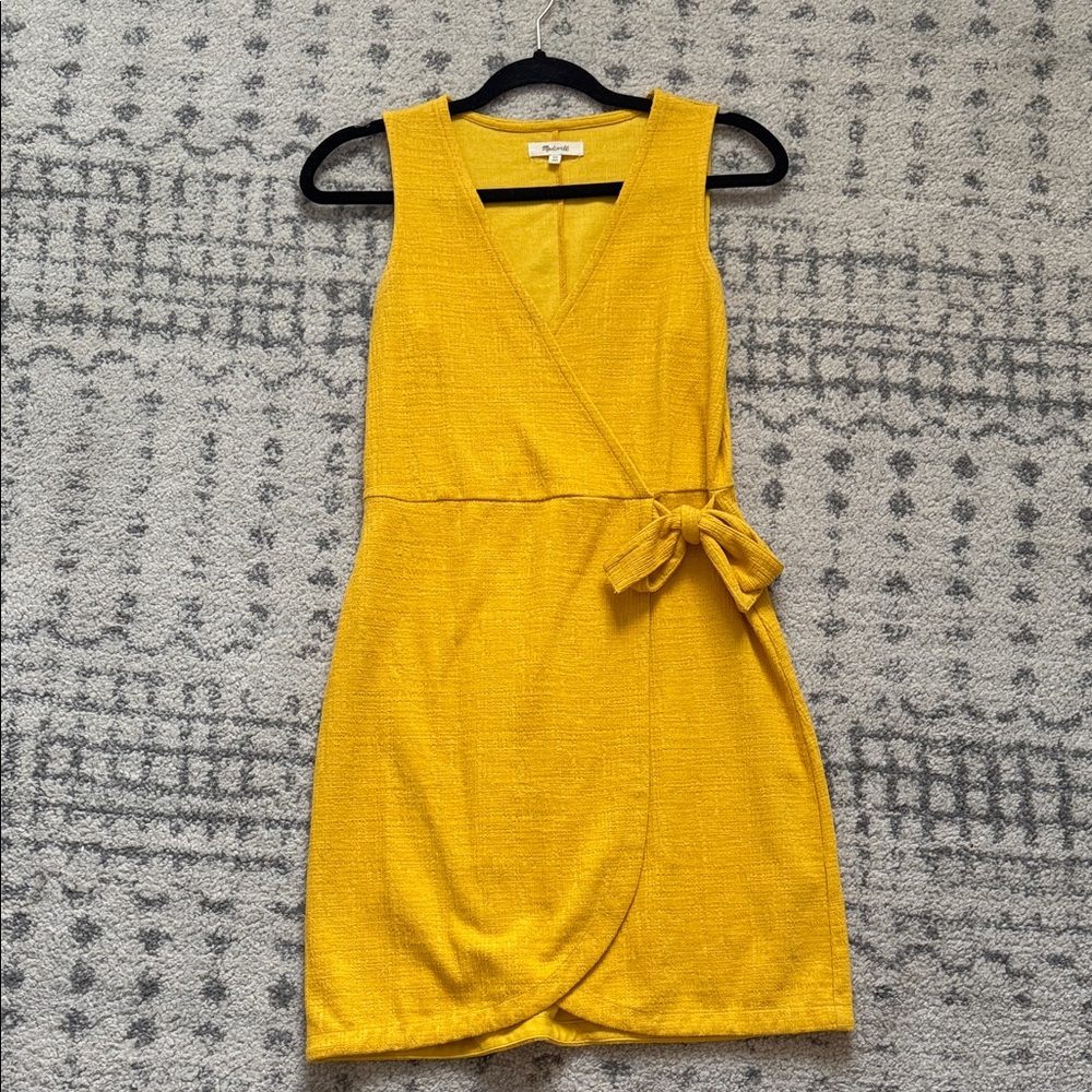 Madewell Mustard Wrap Mini Dress